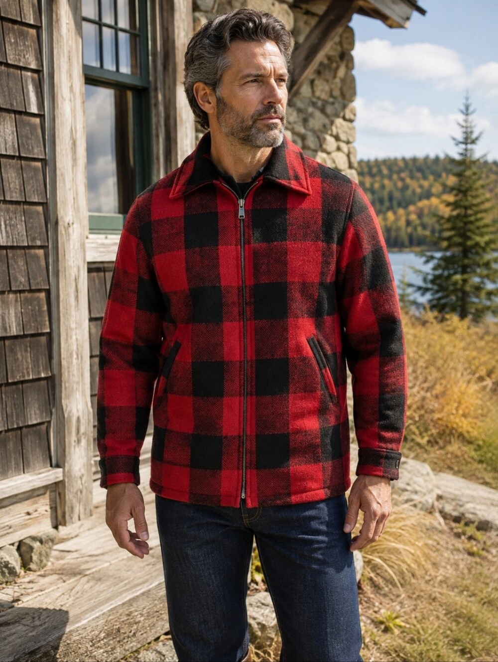 Vintage Woolrich Buffalo Plaid Wool Sherpa Lined Jacket USA Men's L